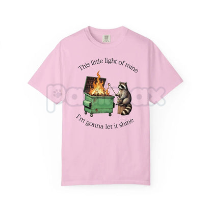 Comfort Colors® Dumpster Fire Raccoon T-Shirt – Funny Mental Health Parody Tee, Relatable Trash Panda Shirt, Sarcastic Chaos Graphic Top