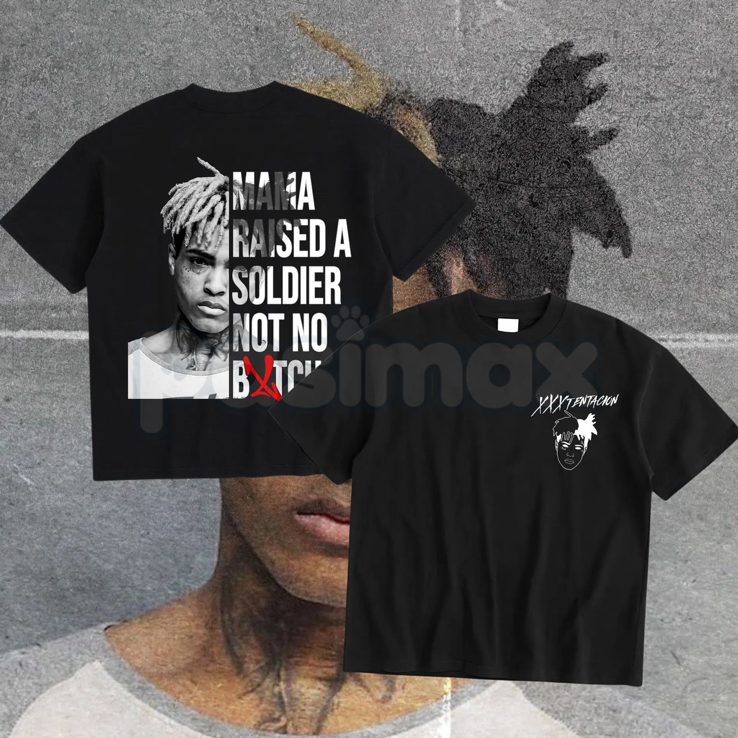 XXXTentacion Hoodie – Mama Raised A Soldier Shirt, Vintage Rapper 2-Sided Graphic T-Shirt & Sweatshirt