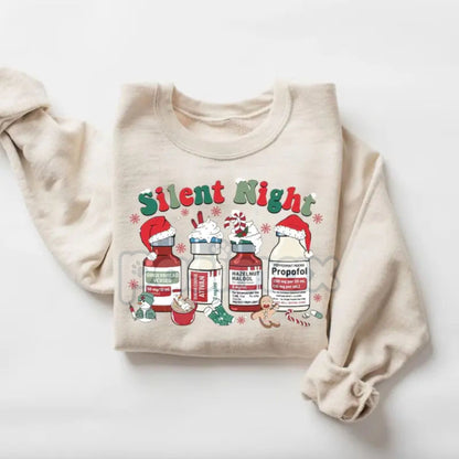 Medical Staff Holiday Hustle Sweatshirt – Funny "Silent Night" Irony Crewneck