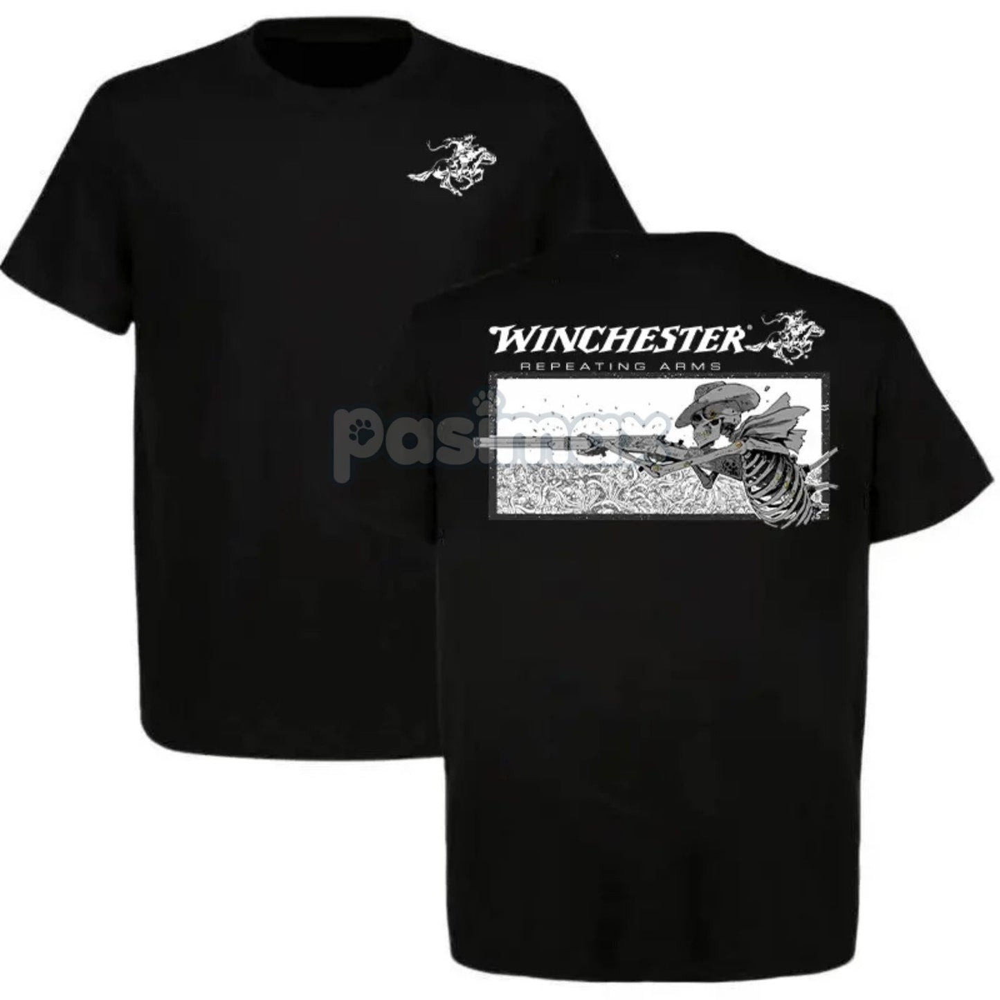 Winchester Repeating Arms T-Shirt - Skeleton Cowboy Graphic Tee, Vintage Western Americana Shirt