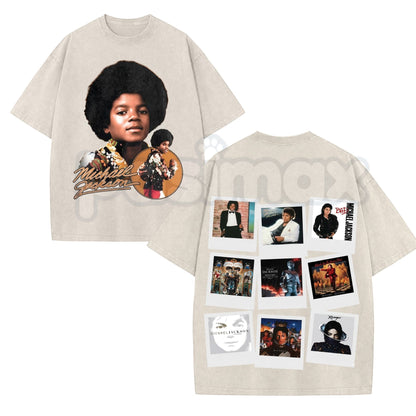Michael Jackson Vintage Collage T-Shirt – Retro King of Pop Graphic Tee, MJ Streetwear Washed Cotton Top, 80s 90s Music Merch