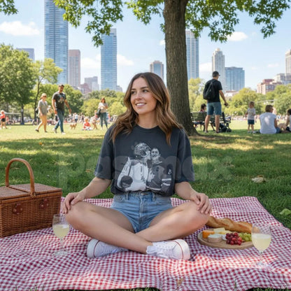 Vintage Black and White Hockey Kiss T-shirt - Retro Sports Romance Apparel, Classic Hockey Celebration Tee, Cinematic Ice Rink Graphic Shirt