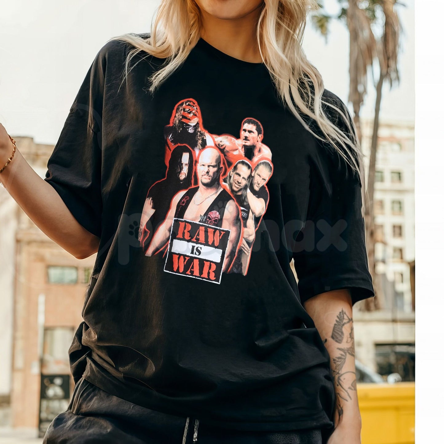 WWE Raw Is War Graphic T-Shirt - Vintage Attitude Era Wrestling Tee, Men's and Big Men's Retro WWE Shirt, Classic Monday Night Raw Fan Apparel