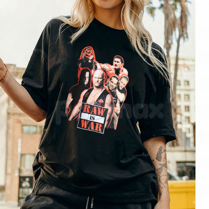 WWE Raw Is War Graphic T-Shirt - Vintage Attitude Era Wrestling Tee, Men's and Big Men's Retro WWE Shirt, Classic Monday Night Raw Fan Apparel