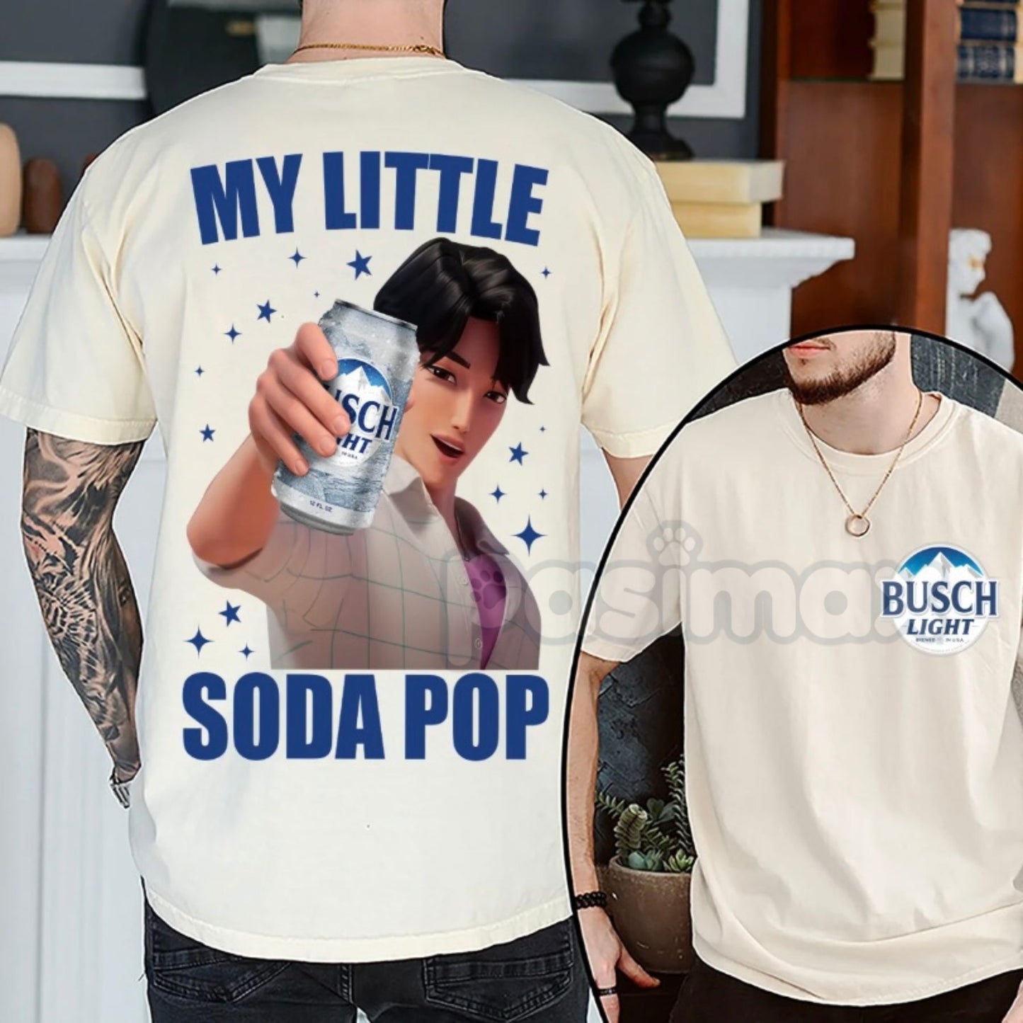 Busch Saja Boys "My Little Soda Pop" 2 Sided Shirt - Kpop Demon Hunters Fan Merch, Saja Boys Huntrix Tee