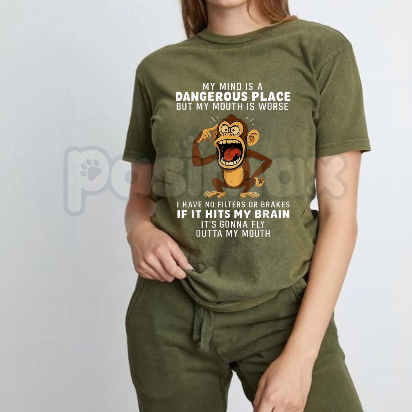 "My Mind Is a Dangerous Place" Slogan T-Shirt – Deep Thinker Edgy Graphic Tee, Premium 100% Cotton Philosophical Quote Top, Soft Lived-In Heavyweight Introvert Statement Shirt, Made in USA