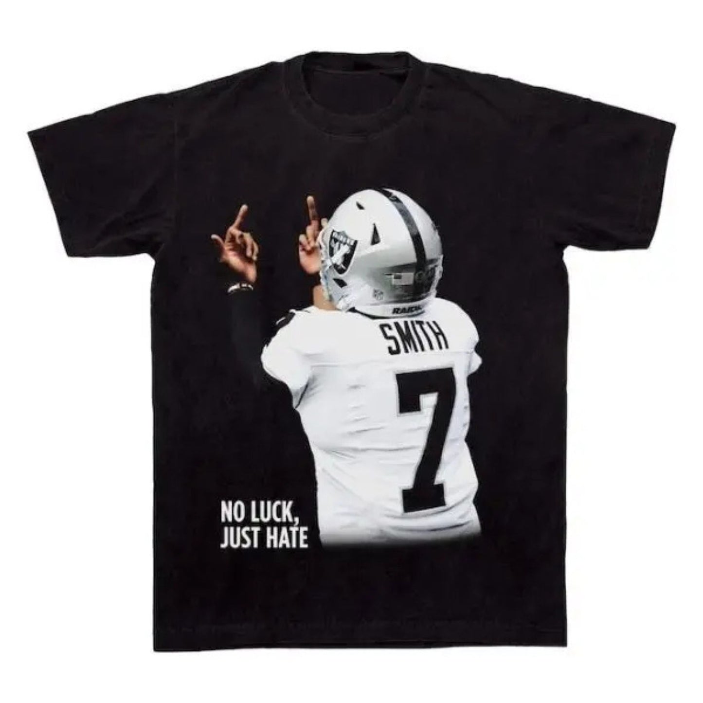 "No Luck Just Hate" Geno Smith T-Shirt - Bootleg Style Football Apparel, Crewneck Graphic Tee