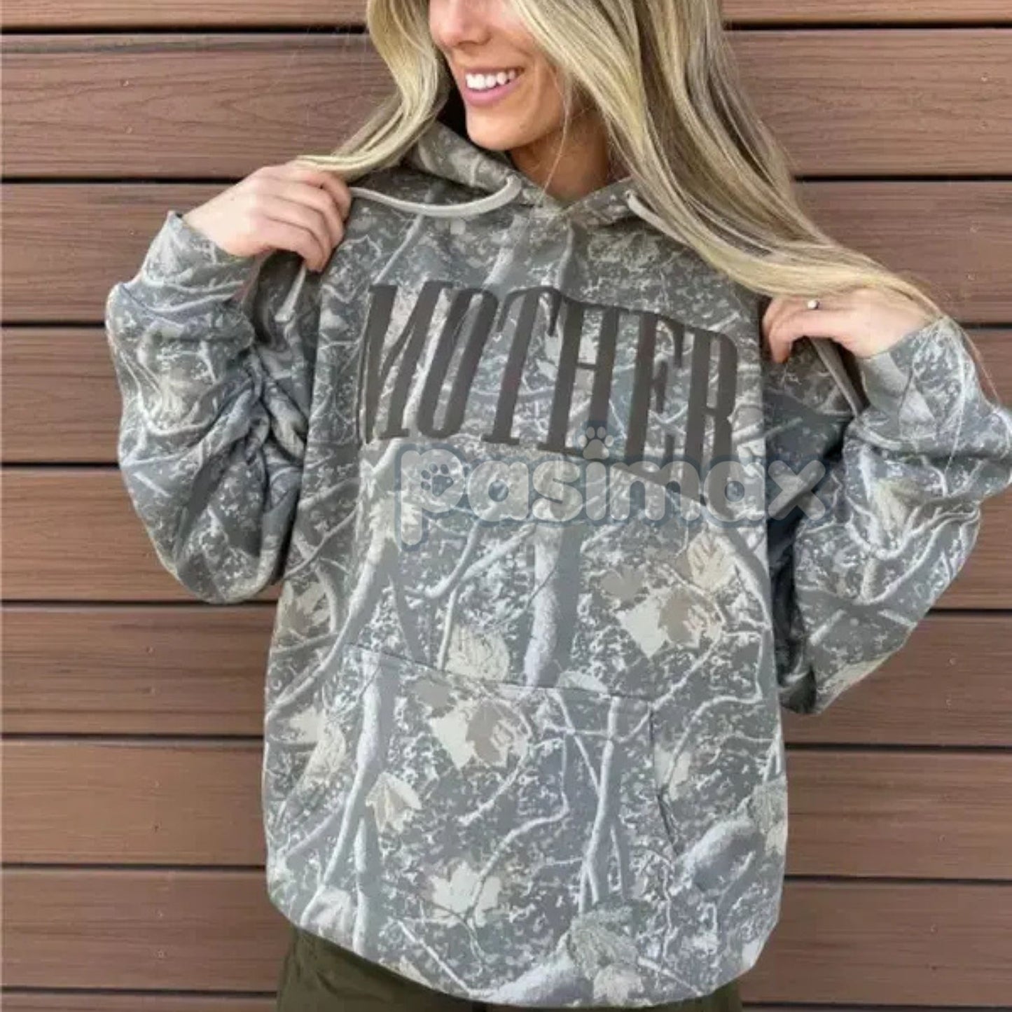Core Camo Hoodie with MOTHER Graphic – Bold Unisex Streetwear Pullover, Classic Camouflage