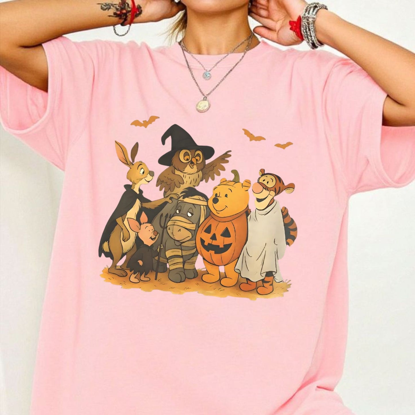 Vintage Halloween Animal Friends T-Shirt - Retro Cartoon Fall Tee, Cute & Spooky Collectors Apparel