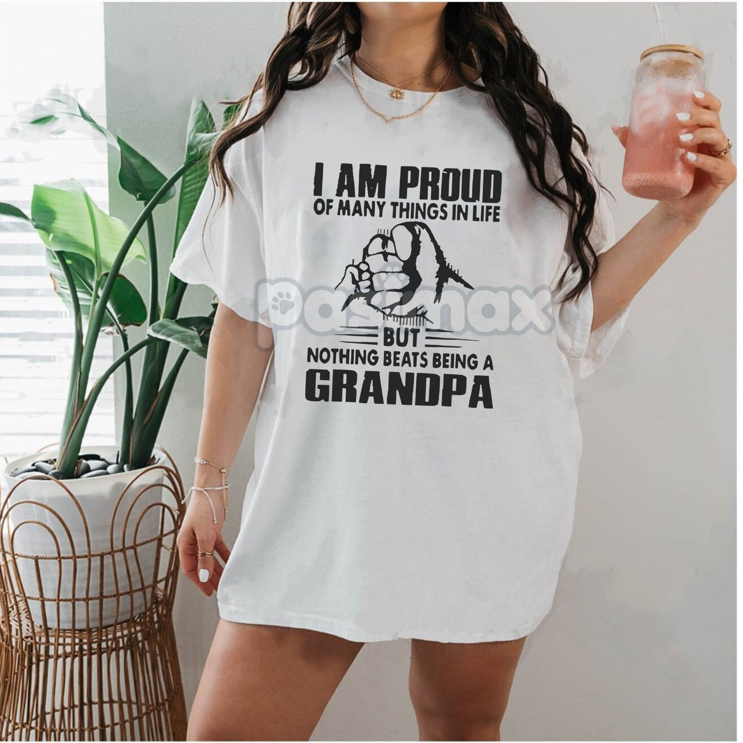 "Proud of Many Things" Grandpa T-Shirt - Personalized Monogrammed Tee, Funny Grandfather Gift