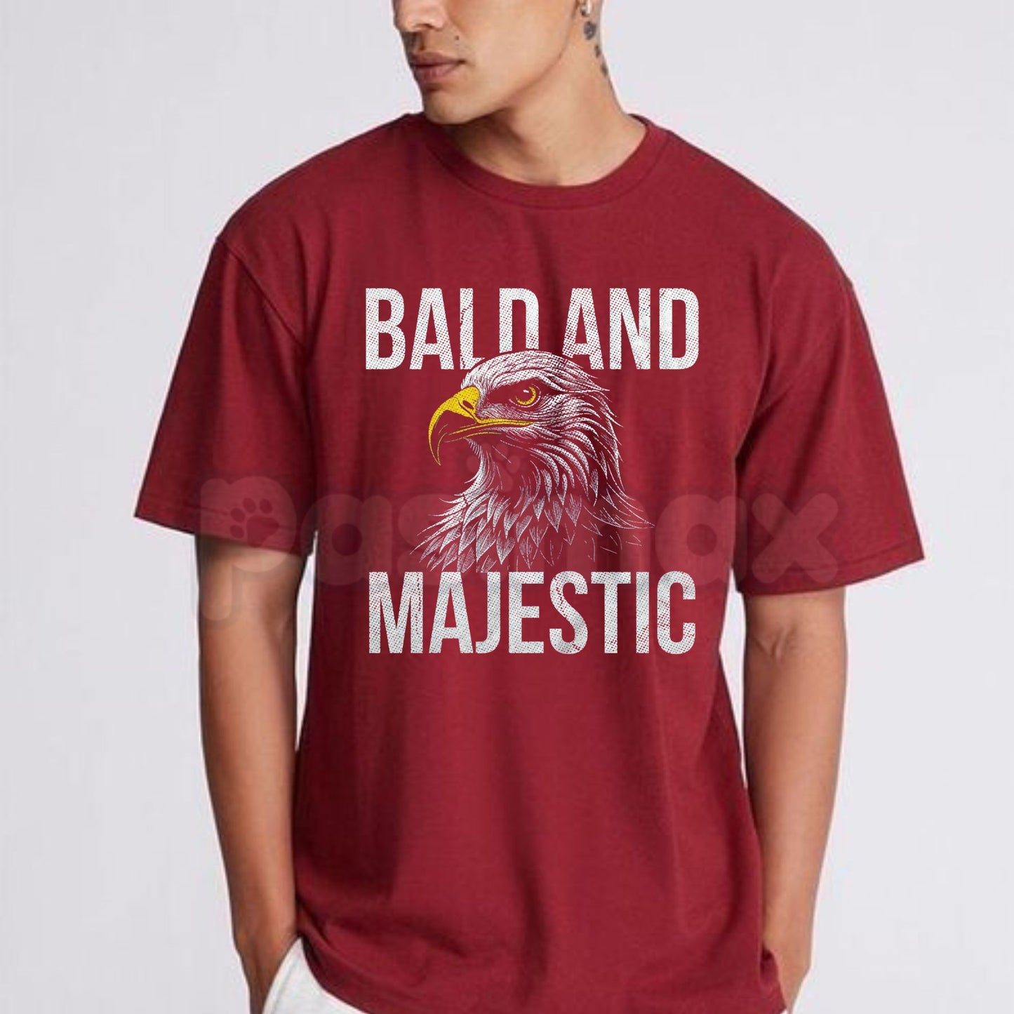 Funny "Bald and Majestic" T-Shirt – Sarcastic Eagle Bald Guy Novelty Graphic Tee