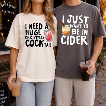 Comfort Colors® Funny Christmas Couples Matching T-Shirts – Rude & Inappropriate Holiday Graphic Tee, Adult Xmas Unisex Top & Gift