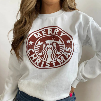 Merry Christmas Graphics Sweatshirt | Festive Holiday Design Jumper | Classic Xmas Cheer Crewneck | Fun Christmas Apparel