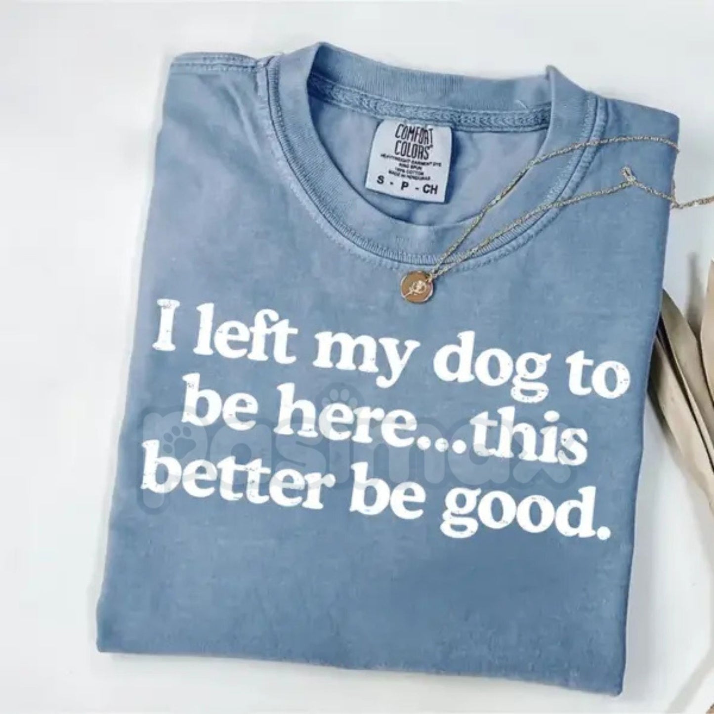 Comfort Colors® 'I Left My Dog To Be Here' T-Shirt – Funny Introvert Dog Mom Tee, Sarcastic Dog Lover Gift, Vintage Pet Owner Apparel