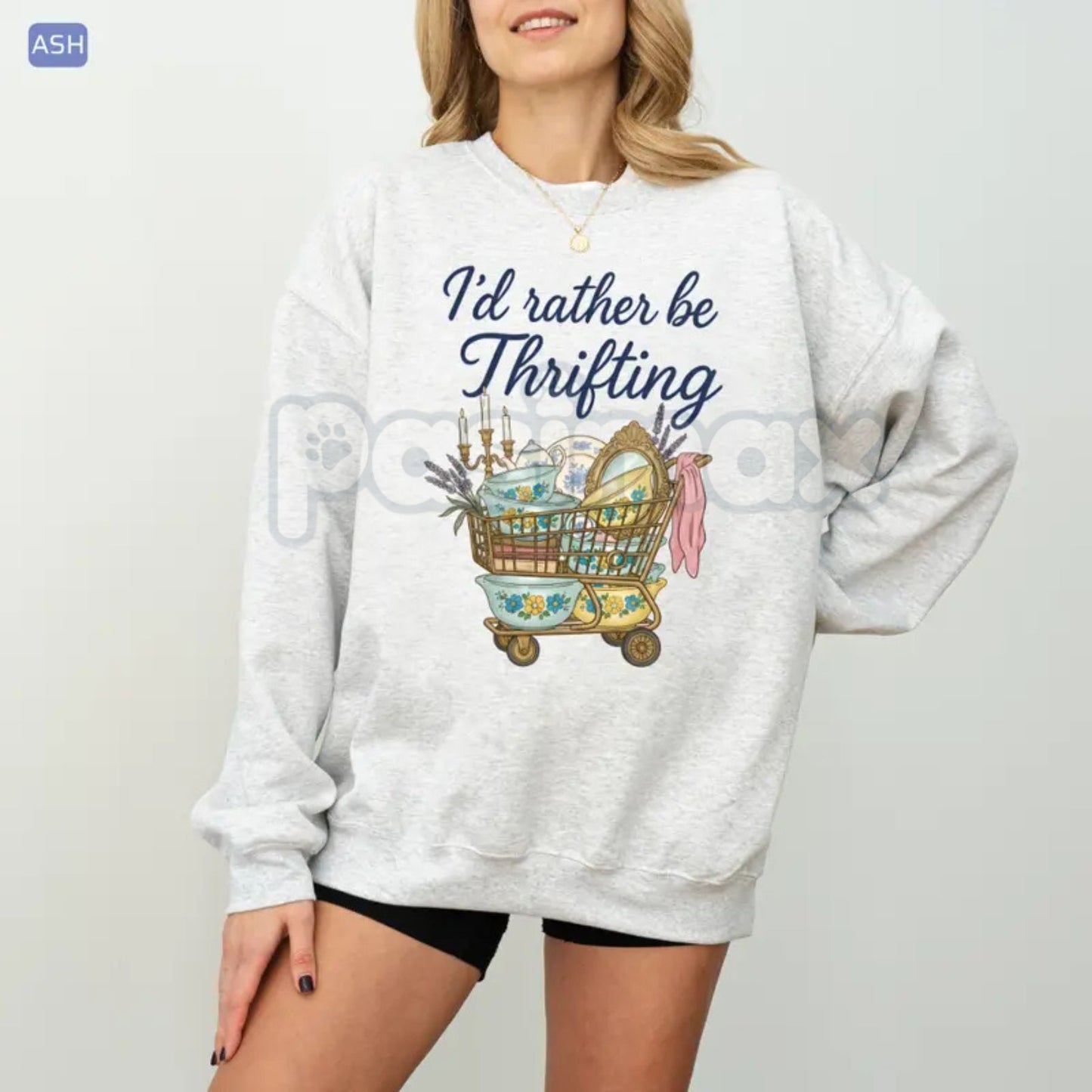 I’d Rather Be Thrifting Sweatshirt | Vintage Thrift Lover Graphic Shirt | Retro Reseller Crewneck | Aesthetic Thrifter Gift | Flea Market Lover Pullover | Sustainable Fashion Jumper