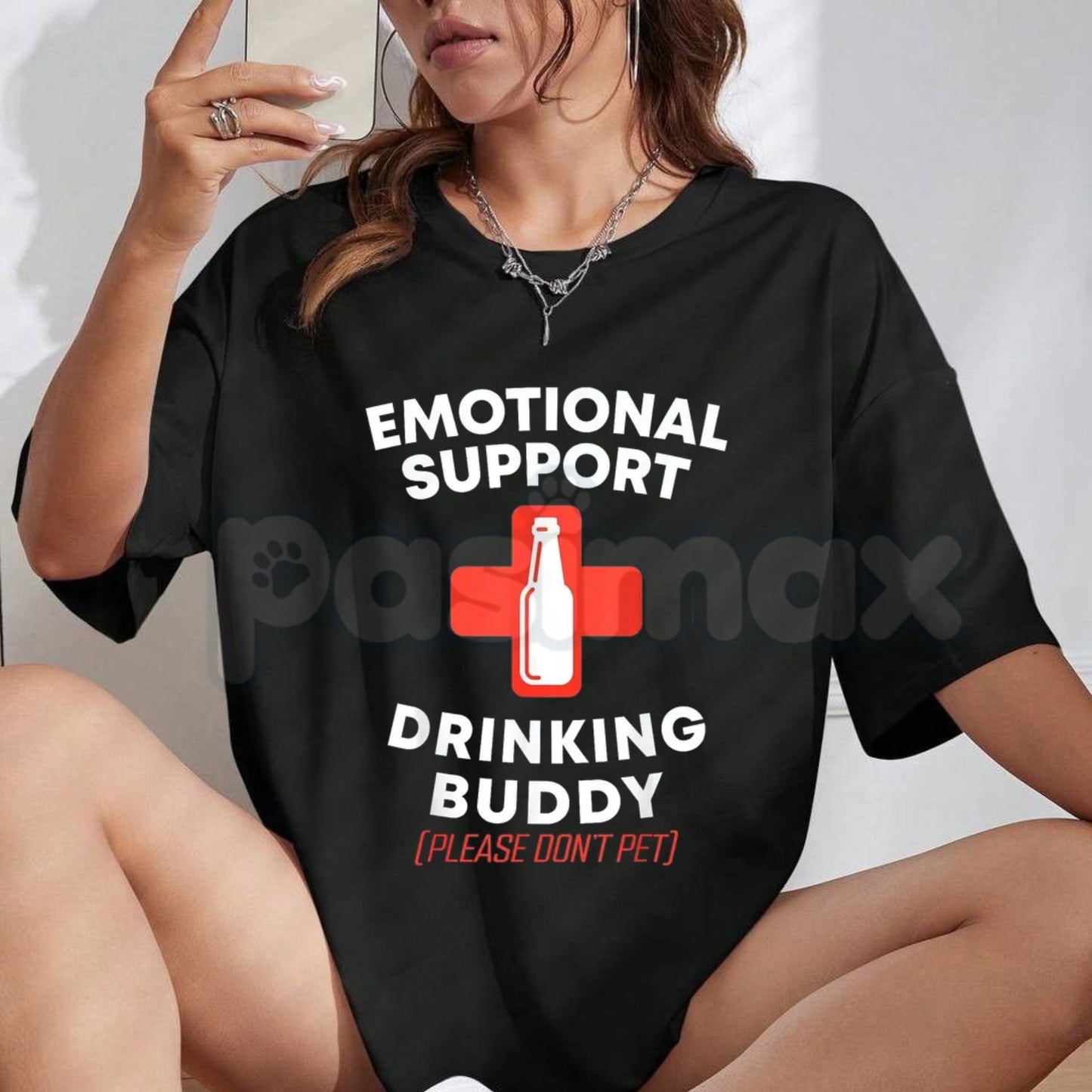 Funny "Emotional Support Drinking Buddy" T-Shirt – Sarcastic Bar Novelty Quote Graphic Tee