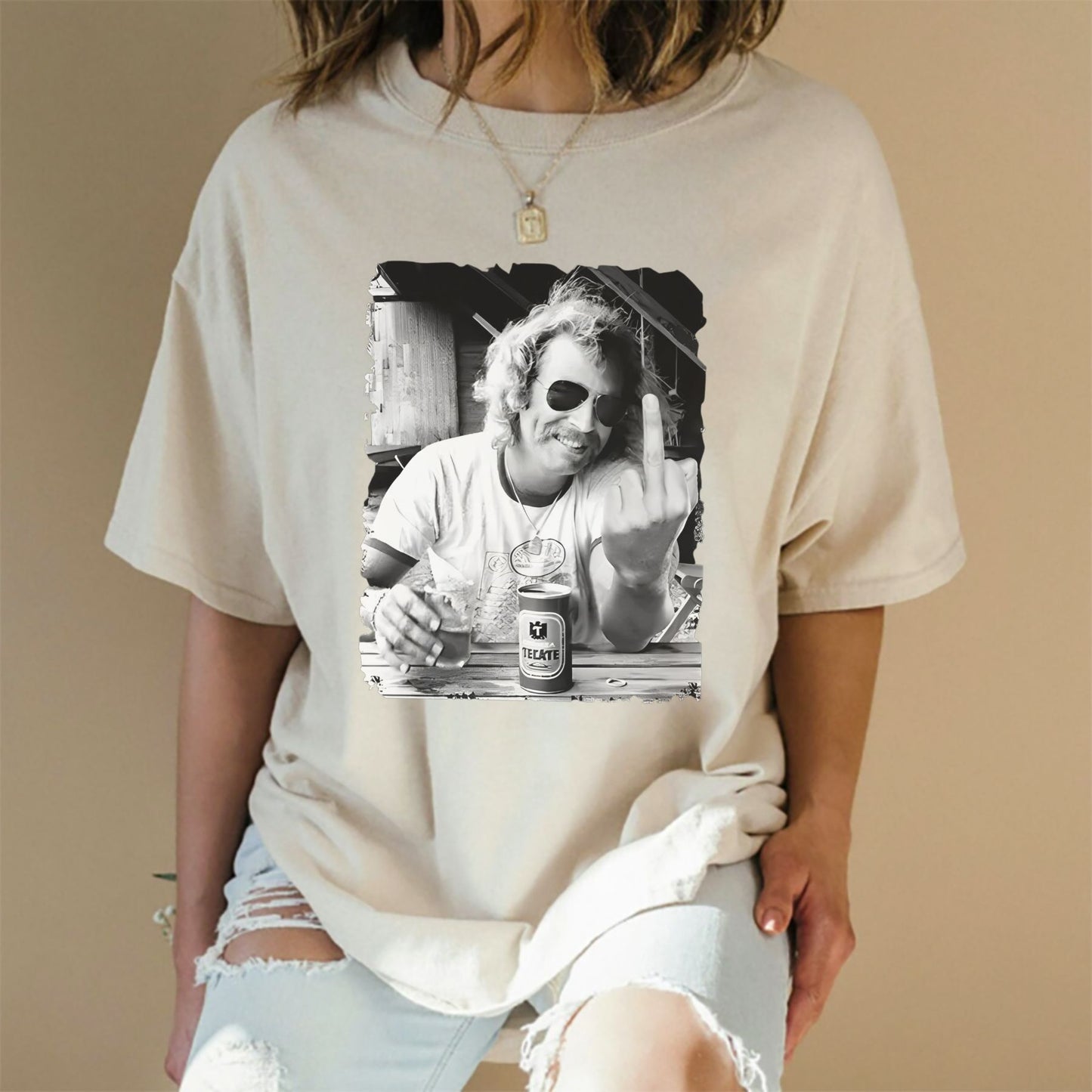 Jimmy Buffett "Middle Finger" T-Shirt - Funny Fan Gift, Unisex Cotton Tee