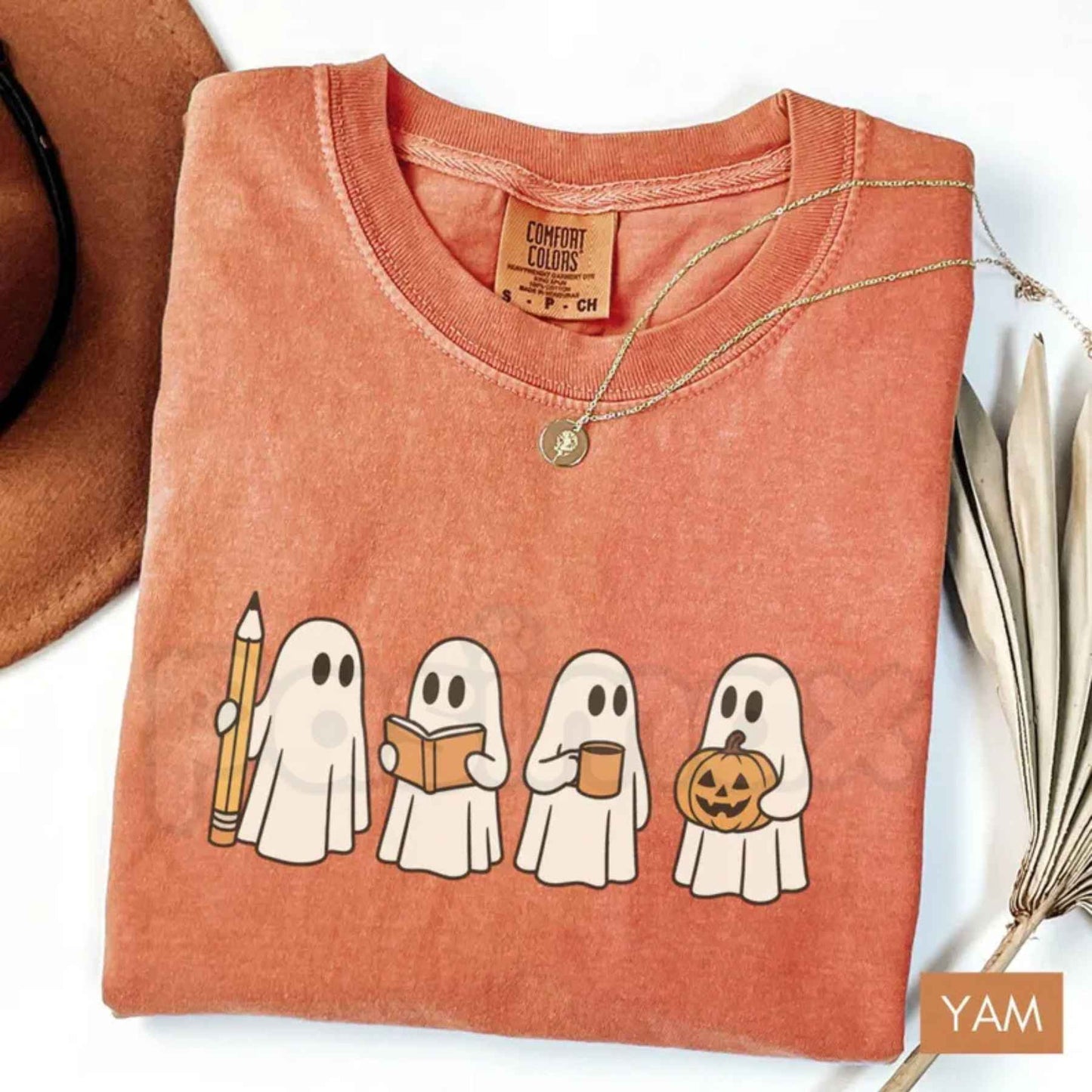 Comfort Colors® Spooky Ghost Teacher Halloween T-Shirt – Retro Autumn Educator Graphic Tee, Fall School Staff Unisex Top