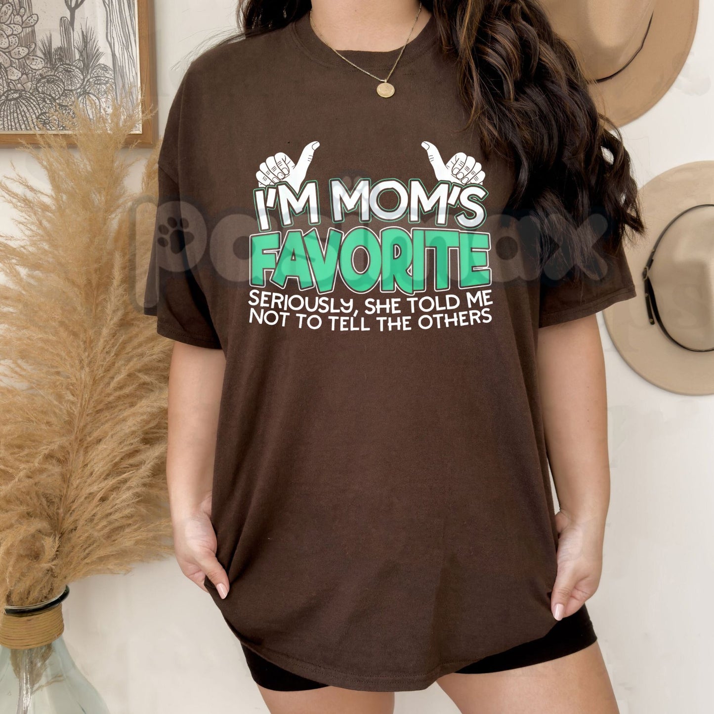 Mom's Favorite Son/Daughter T-Shirt - Funny Family Slogan Tee, I'm Mom's Favorite Apparel, Sibling Rivalry Humor Gift