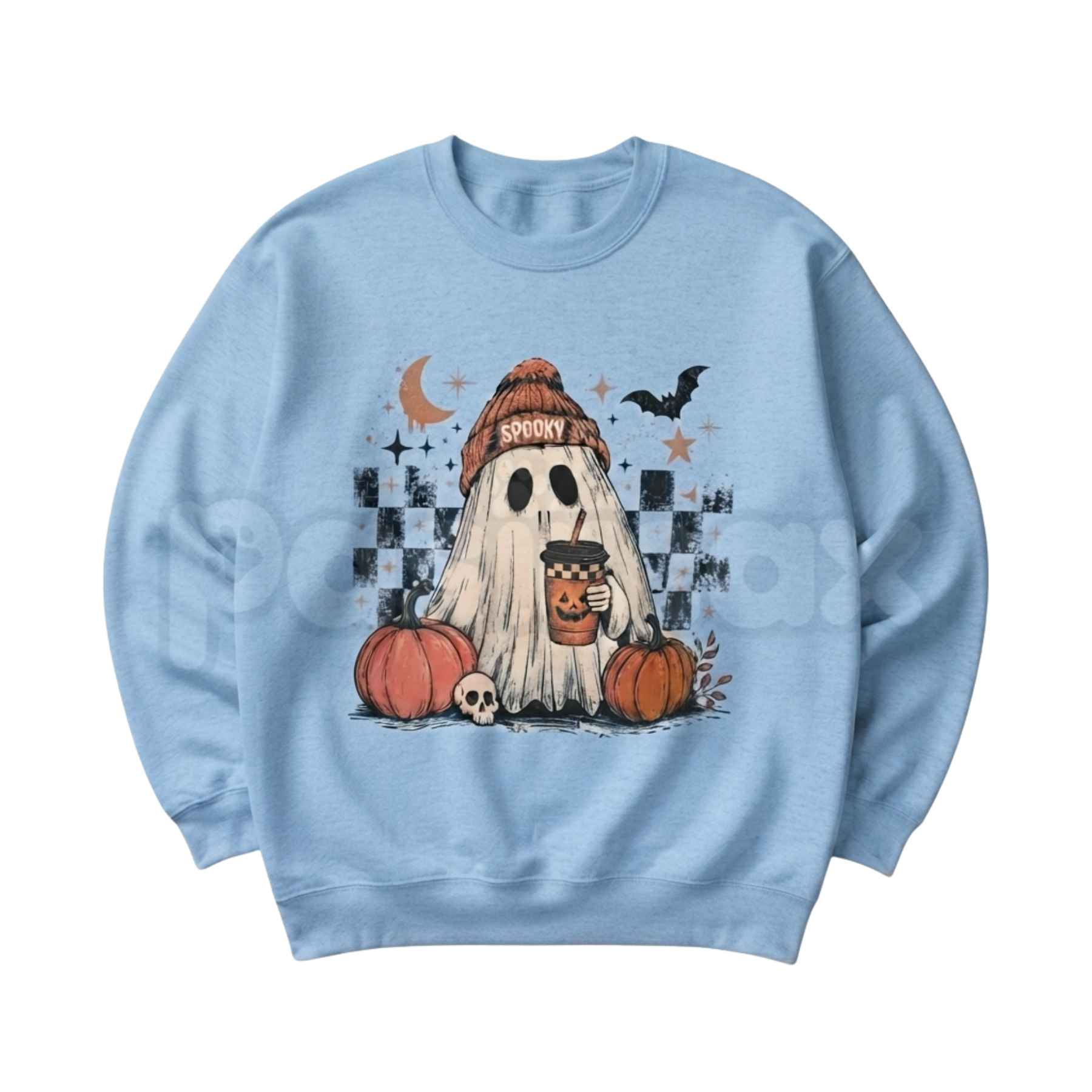 stone  ghost スウェット Ghost Checker Graphic Top - Retro Checkerboard Ghost Sweatshirt