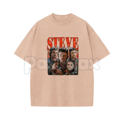 Steve Harrington Unisex Washed T-Shirt – Vintage Hawkins "Babysitter" Graphic Tee, Retro Oversized Streetwear
