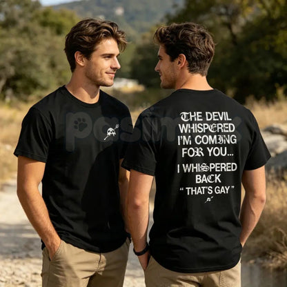 "The Devil Whispered I'm Coming For You" Men's T-Shirt – I Am The Storm Retro Gothic Warrior Unisex Graphic Tee