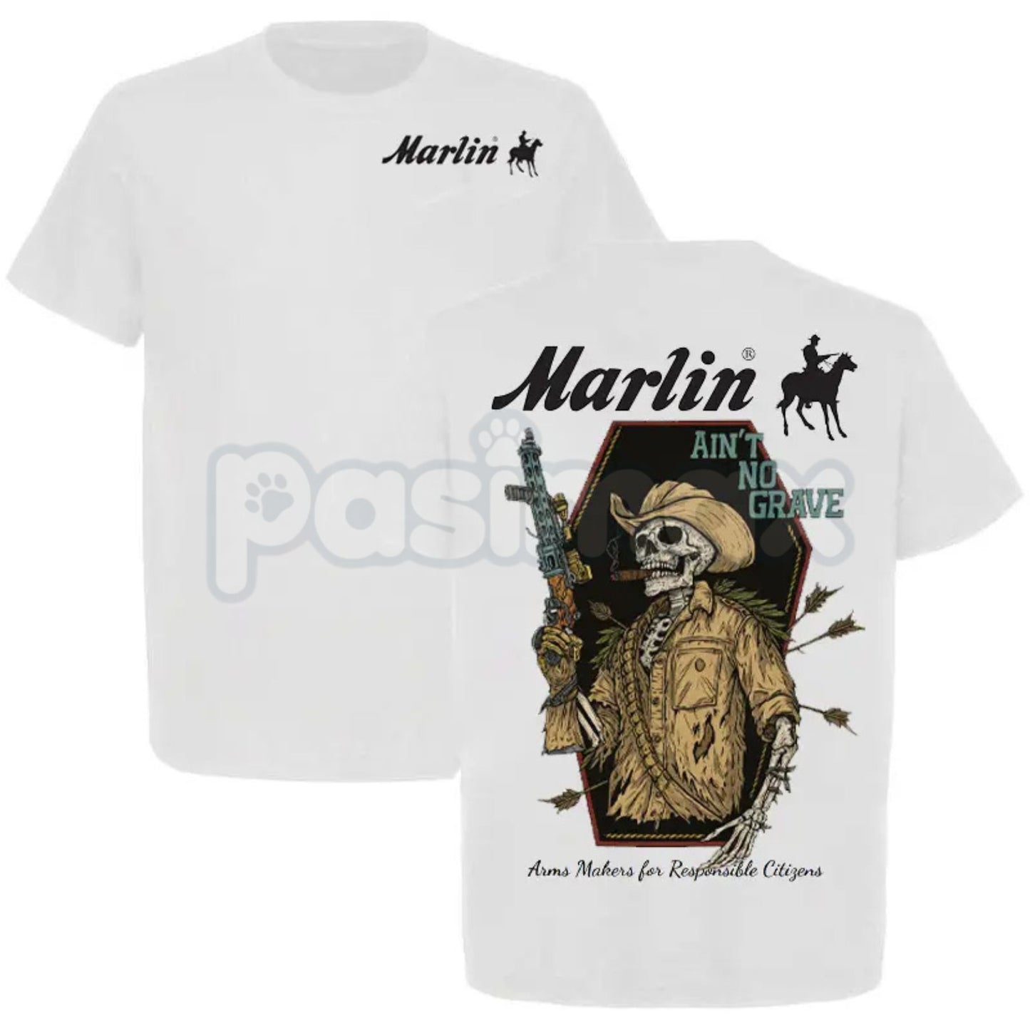 Marlin "Ain't No Grave" Cowboy T-Shirt - Spiritual Western Graphic Tee, Rugged Inspirational Apparel, Classic Rifle & Gospel Slogan Shirt