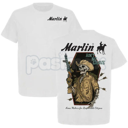 Marlin "Ain't No Grave" Cowboy T-Shirt - Spiritual Western Graphic Tee, Rugged Inspirational Apparel, Classic Rifle & Gospel Slogan Shirt