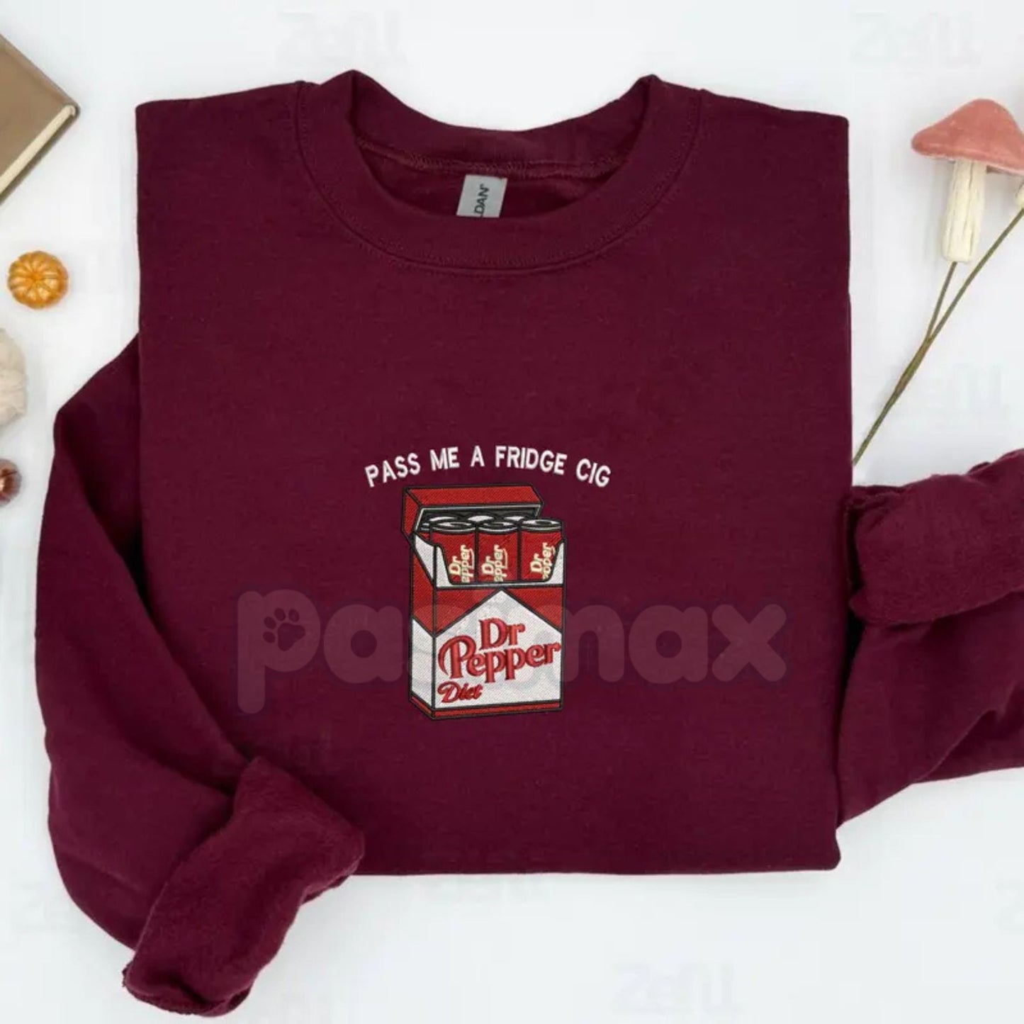 Embroidered Red Soda & Cig Pack Sweatshirt – Vintage Lifestyle Crewneck