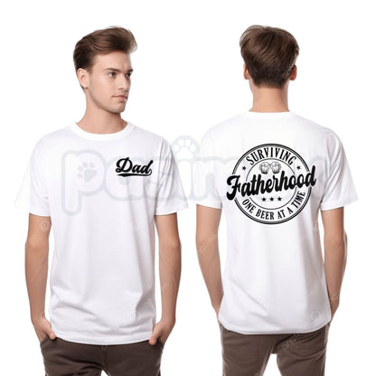 "Surviving Fatherhood One Beer At A Time" T-Shirt – Funny 2-Sided Dad Gift Tee