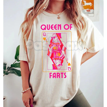 "Queen of Farts" Funny Joke T-Shirt - Inappropriate Fart Humor Tee, Sarcastic Prank Gift for Her, Hilarious Crown Graphic Top, Premium Heavyweight Gag Gift Shirt, Funny Wife or Girlfriend Humor Tee