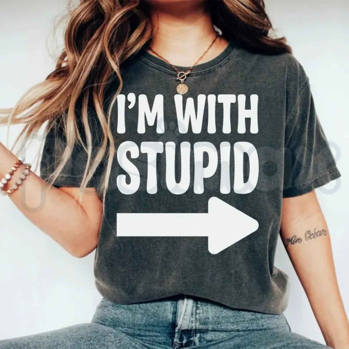 Comfort Colors® I'm With Stupid T-Shirt – Funny Couple Matching Graphic Tee, Sarcastic Humorous Unisex Top & Gift