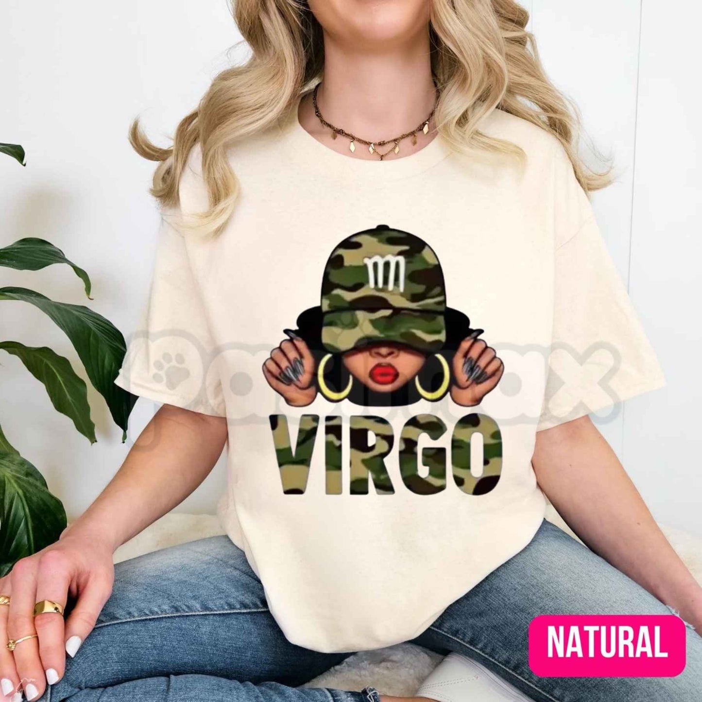 Virgo Queen Camo Hat T-Shirt – Vintage Zodiac Birthday Unisex Cotton Graphic Tee