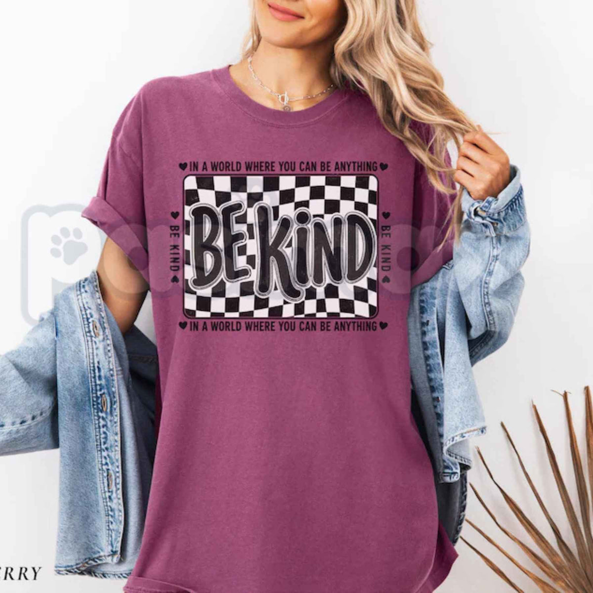 Comfort Colors® Checkered "Be Kind" T-Shirt – Retro Motivational Teacher Graphic Tee, Positive Affirmation Unisex Top