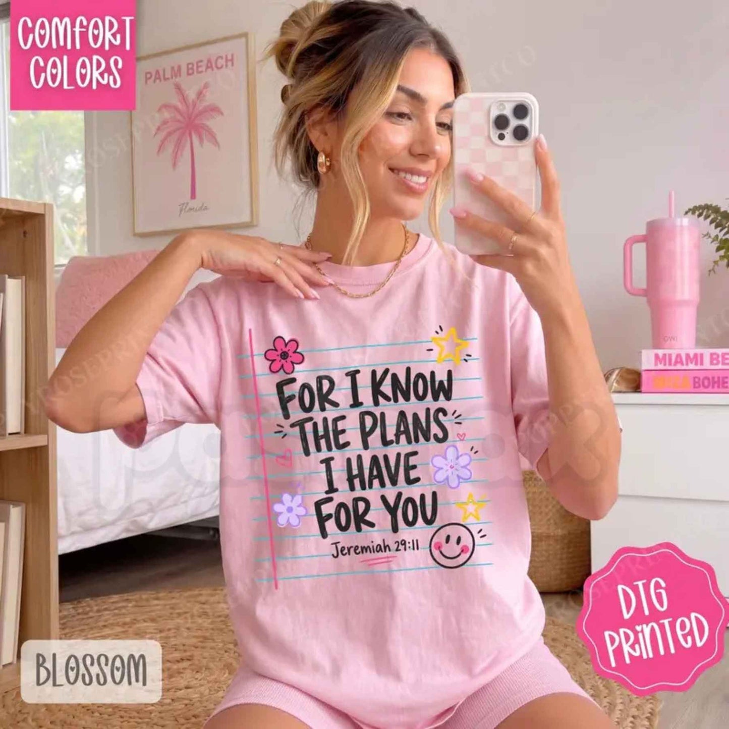 Comfort Colors® For I Know the Plans T-Shirt – Religious Women's Graphic Tee, Vintage Scripture Verse Unisex Top