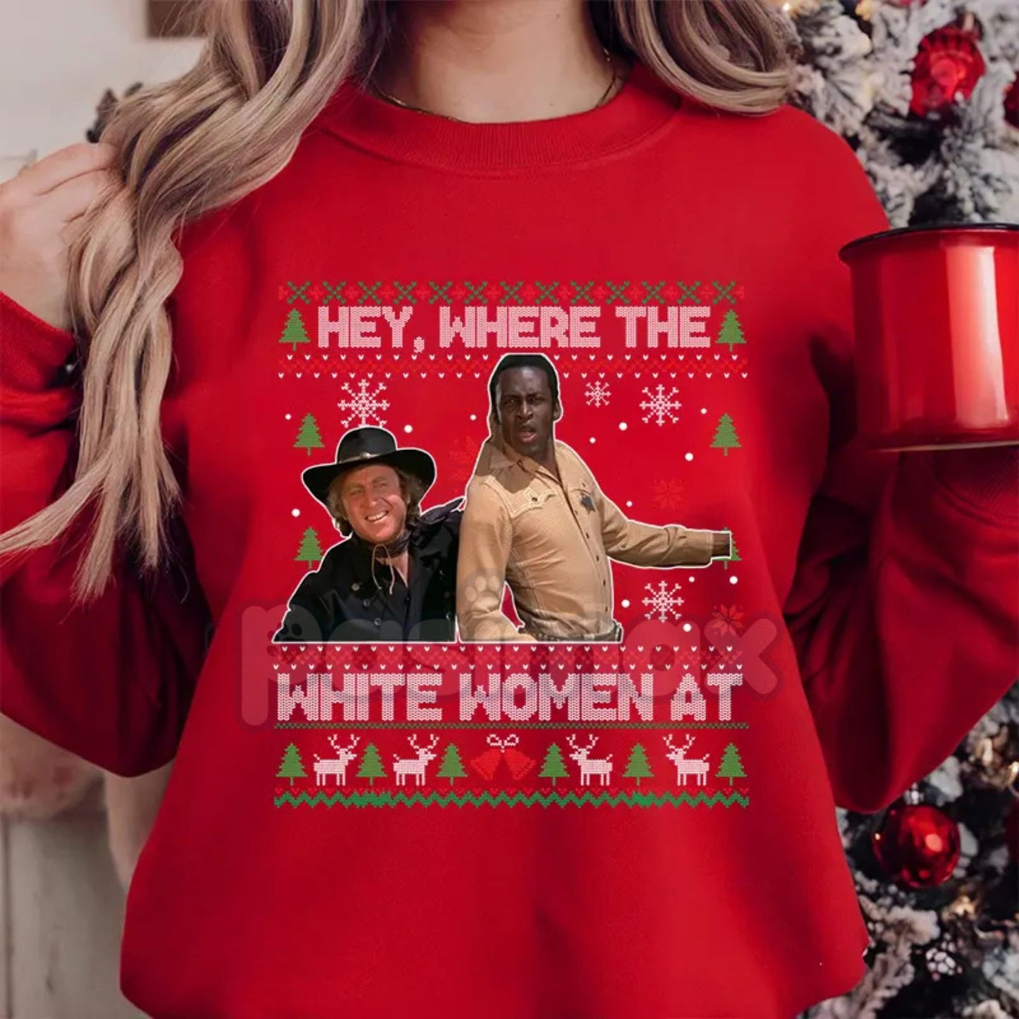 "Excuse Me While I Whip This Out" Ugly Christmas Sweater | Blazing Saddles Movie Quote Jumper | Western Comedy Holiday Shirt