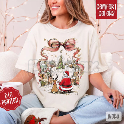 'All I Want For Christmas Is Coquette' Comfort Colors® T-Shirt – Trendy Bow Aesthetic Holiday Tee, Christmas Town Vibes