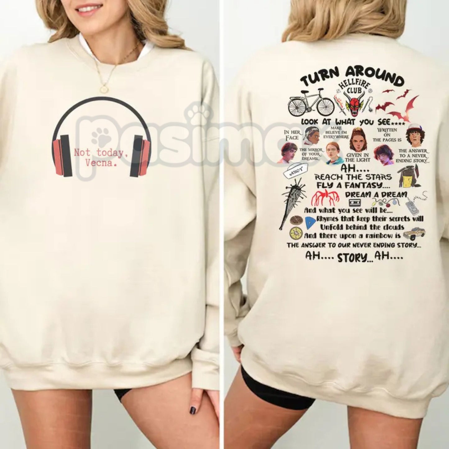 Funny Not Today Vecna Shirt Sweatshirt | Never Ending Story 2 Sides Jumper | Stranger Things Retro Quote Crewneck | Max Mayfield Fan Gift