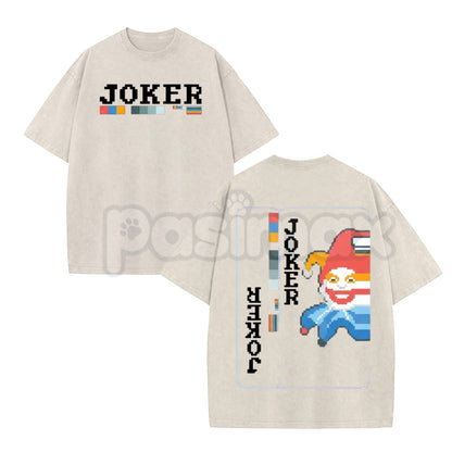 Balatro Misprint Joker Graphic Tee – Oversized Pixel Art T-Shirt, Vintage Washed Retro Gaming Merch