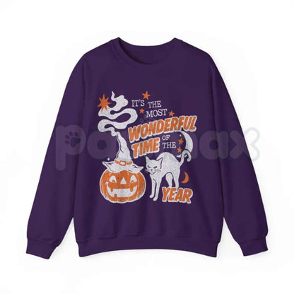 Vintage Halloween Sweatshirt | Retro 90s Spooky Black Cat Crewneck