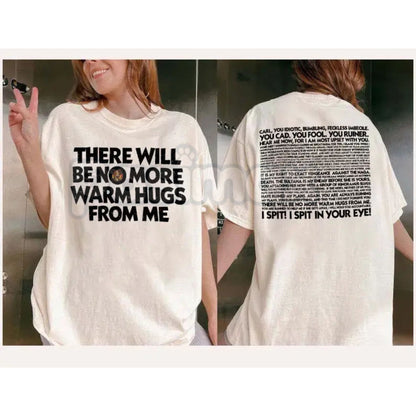 Comfort Colors® Prepotente "No More Warm Hugs" T-Shirt – Two-Sided Dungeon Crawler Carl Tee, Princess Donut & Carl Graphic Shirt, LitRPG Book Lover Gift