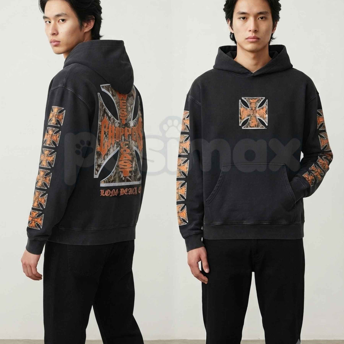 West Coast Choppers Washed Hoodie – Vintage Biker Pullover, Classic Motorcycle Streetwear