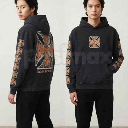 West Coast Choppers Washed Hoodie – Vintage Biker Pullover, Classic Motorcycle Streetwear