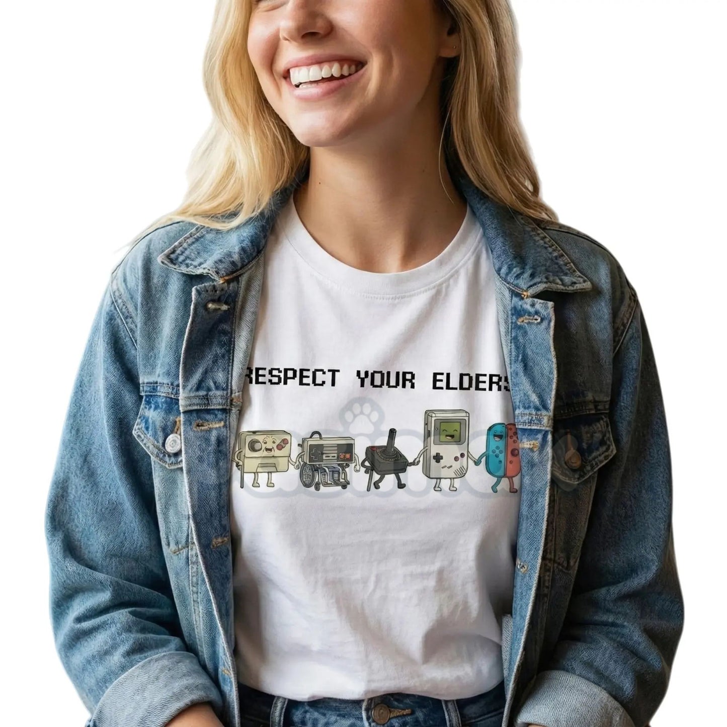 Funny "Respect Your Elders" Retro Gamer T-Shirt - Vintage Controller History Tee, Old School Gamer Gift, Classic 8-Bit & 16-Bit Nostalgia Shirt