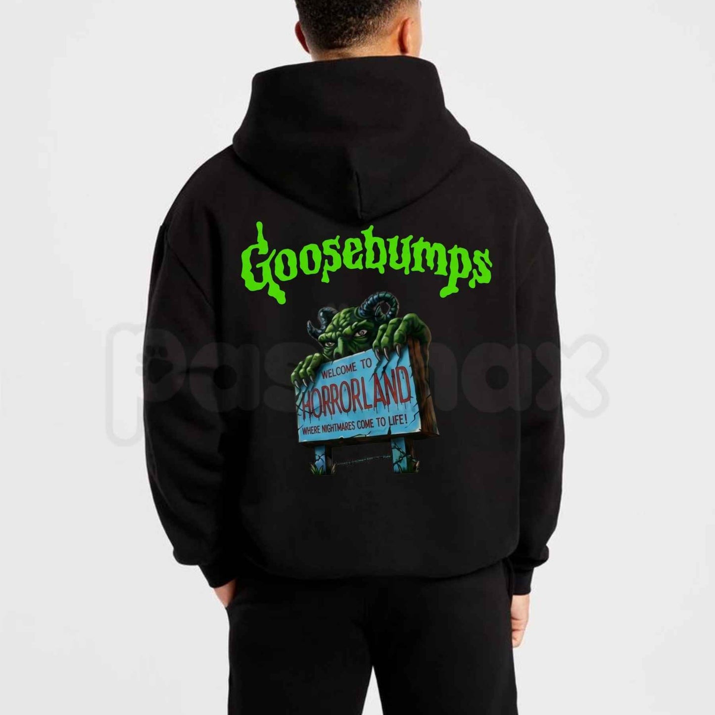 Retro Goosebumps Horrorland Hoodie – Vintage 90s Nostalgia Graphic Pullover, Spooky Book Cover Sweatshirt, Unisex Horror Gift