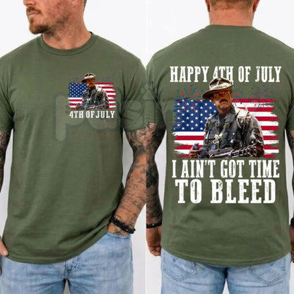 "I Ain't Got Time To Bleed" 4th of July T-Shirt – Retro Predator Movie Patriotic Sarcastic Freedom Graphic Tee