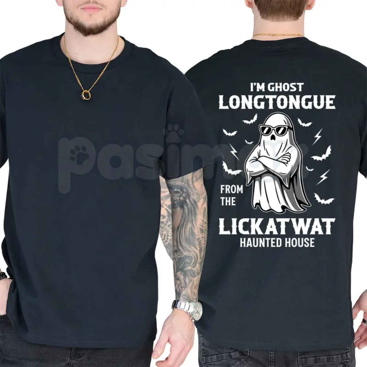 Ghost Longtongue Haunted House T-Shirt – Funny Spooky Halloween Unisex Graphic Tee