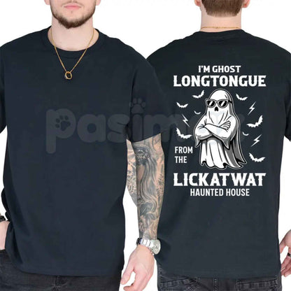 Ghost Longtongue Haunted House T-Shirt – Funny Spooky Halloween Unisex Graphic Tee