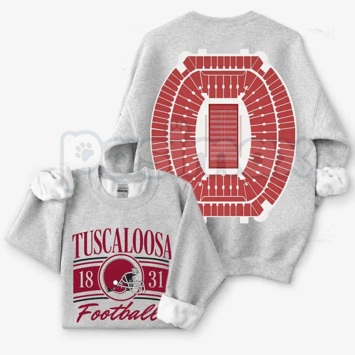 Vintage College Football 2 Sided Sweatshirt | Ash Grey Sports Top