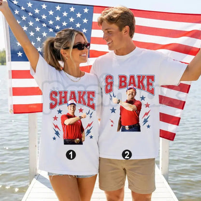 "Shake and Bake" 4th of July T-Shirt – Funny Talladega Nights Couples Patriotic Graphic Tee